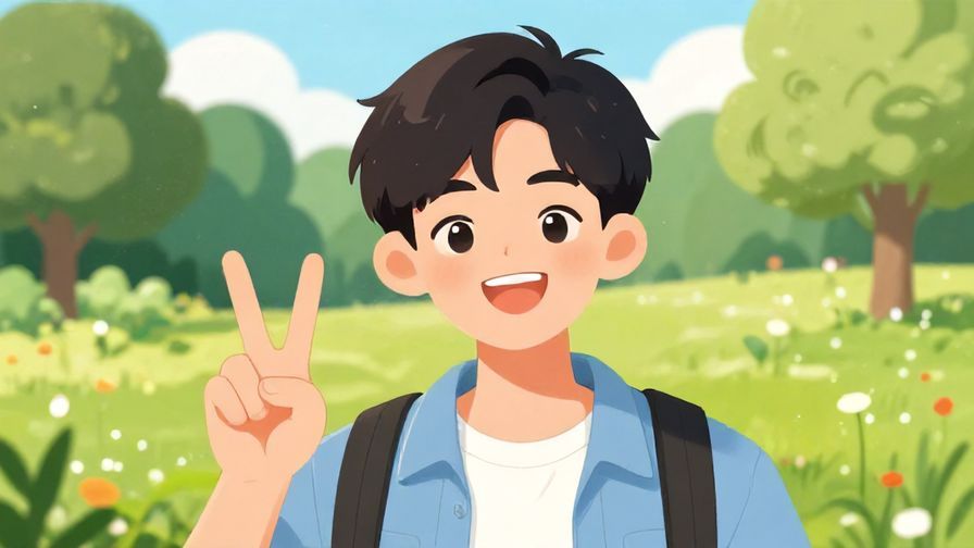 Illustration%20of%20a%20young%20person%20grinning%20and%20giving%20a%20peace%20sign%2C%20with%20a%20cheerful%20park%20background%2C%20vibrant%20colors%2C%20illustrated%20style