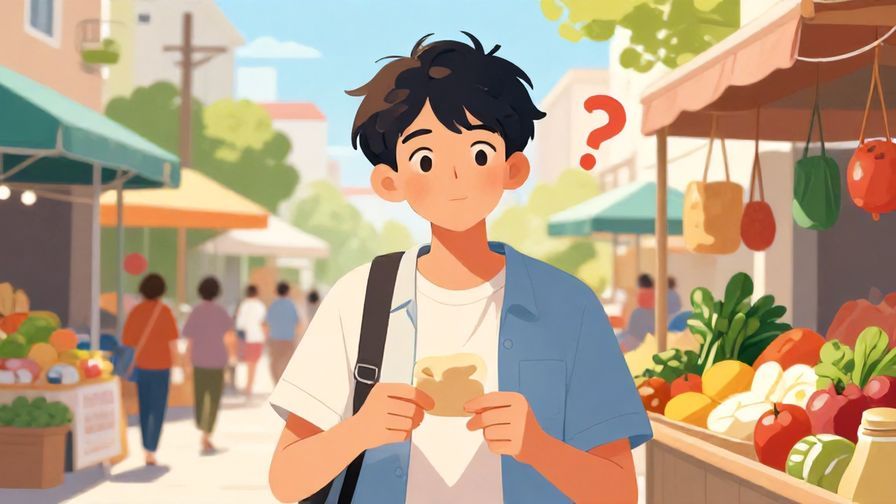 Illustration%20of%20a%20young%20person%20holding%20an%20item%20and%20asking%20a%20question%20with%20a%20curious%20expression%2C%20outdoor%20market%20scene%2C%20bright%20colors%2C%20illustrated%20style