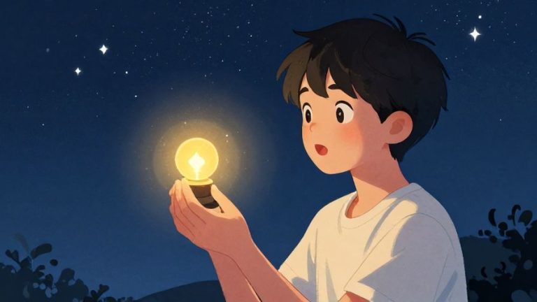 Illustration%20of%20a%20young%20person%20holding%20a%20small%20glowing%20object%2C%20looking%20amazed%20under%20a%20starry%20sky%2C%20detailed%20background%2C%20vibrant%20colors%2C%20illustrated%20style