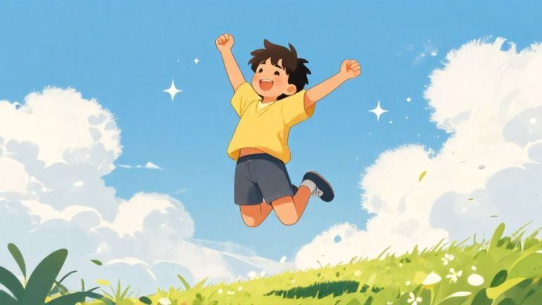 Illustration%20of%20a%20young%20person%20jumping%20joyfully%20with%20sparkles%20around%20them%2C%20bright%20sunny%20background%2C%20vibrant%20colors%2C%20illustrated%20style