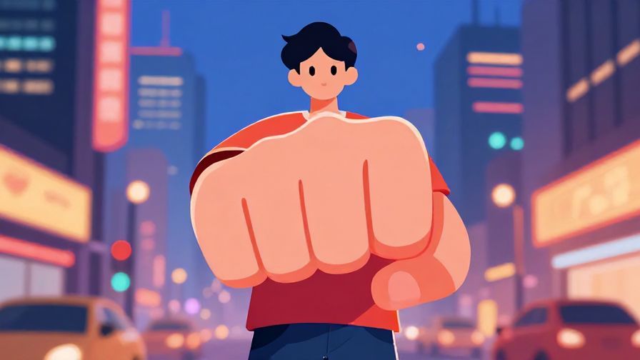 Illustration%20of%20a%20young%20person%20making%20a%20determined%20fist%20gesture%20with%20a%20bright%20urban%20night%20background%2C%20vibrant%20colors%2C%20illustrated%20style