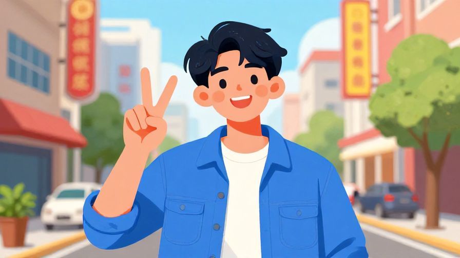Illustration%20of%20a%20young%20person%20making%20a%20peace%20sign%20and%20smiling%20in%20a%20fun%20urban%20setting%2C%20vibrant%20colors%2C%20illustrated%20style
