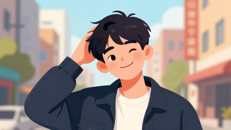 Illustration%20of%20a%20young%20person%20shaking%20their%20head%20playfully%20with%20a%20lighthearted%20smile%2C%20colorful%20urban%20background%2C%20illustrated%20style