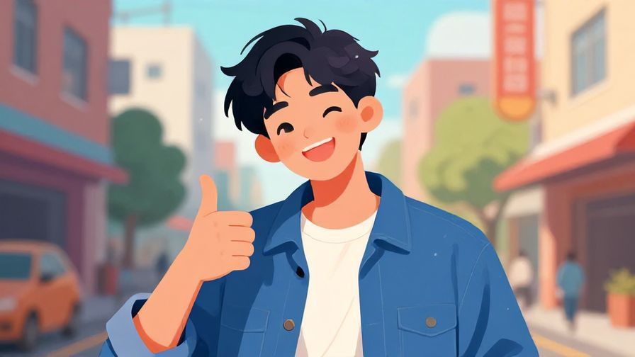 Illustration%20of%20a%20young%20person%20smiling%20playfully%20with%20a%20thumbs-up%20gesture%20in%20a%20colorful%20urban%20setting%2C%20illustrated%20style