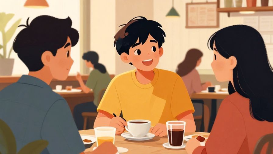 Illustration%20of%20a%20young%20person%20smiling%20and%20chatting%20with%20friends%20in%20a%20cozy%20cafe%20setting%2C%20warm%20lighting%2C%20vibrant%20colors%2C%20illustrated%20style