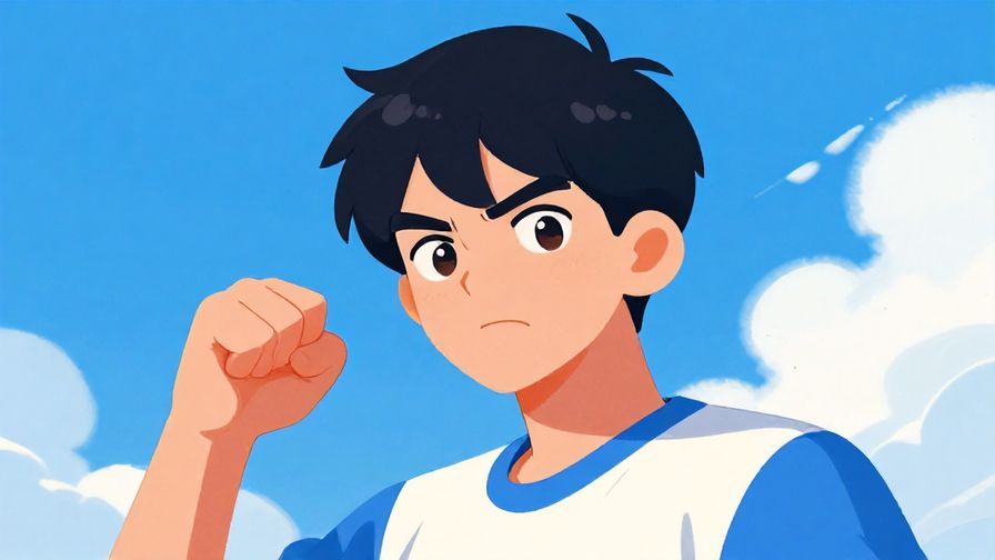 Illustration%20of%20a%20young%20person%20with%20a%20determined%20expression%2C%20clenching%20their%20fist%20under%20a%20bright%20blue%20sky%2C%20vibrant%20colors%2C%20illustrated%20style