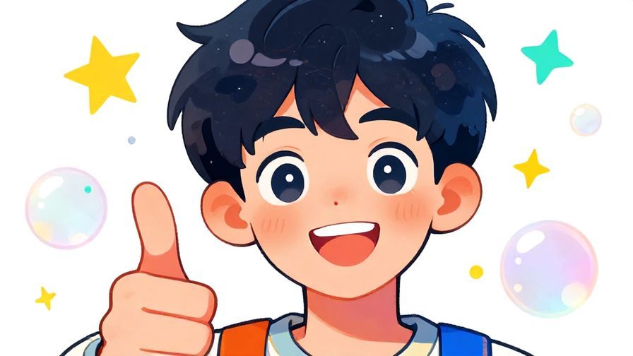 Illustration%20of%20a%20young%20person%20with%20bright%20eyes%20and%20a%20wide%20grin%20giving%20a%20thumbs-up%20while%20surrounded%20by%20bubbles%20and%20colorful%20stars.%20Vibrant%20colors%20and%20illustrated%20style