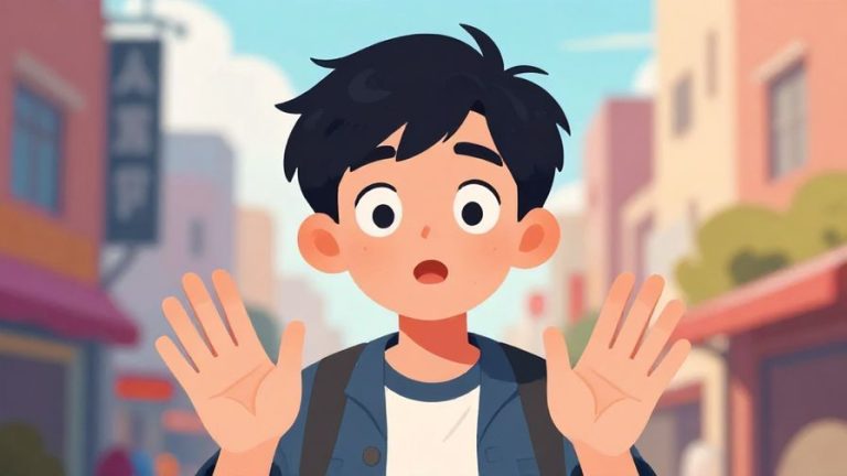 Illustration%20of%20a%20young%20person%20with%20wide%20eyes%20and%20a%20surprised%20expression%2C%20using%20hands%20to%20emphasize%20their%20words%2C%20vibrant%20urban%20background%2C%20illustrated%20style