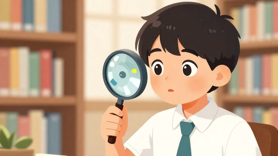 Illustration%20of%20a%20young%20student%20looking%20curious%20while%20holding%20a%20magnifying%20glass%20exploring%20small%20details%2C%20vibrant%20library%20background%2C%20illustrated%20style