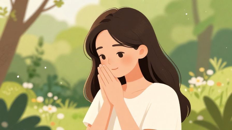 Illustration%20of%20a%20young%20woman%20nodding%20politely%20with%20a%20soft%20expression%20in%20a%20garden%20setting%2C%20illustrated%20style