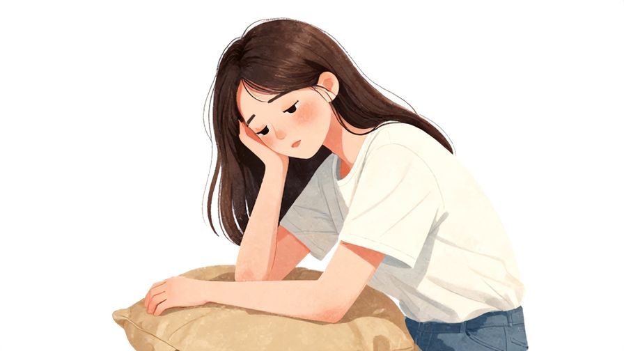 Illustration%20of%20a%20young%20woman%20sitting%20on%20a%20cushion%2C%20looking%20tired%20but%20calm%2C%20soft%20pastel%20colors%2C%20illustrated%20style