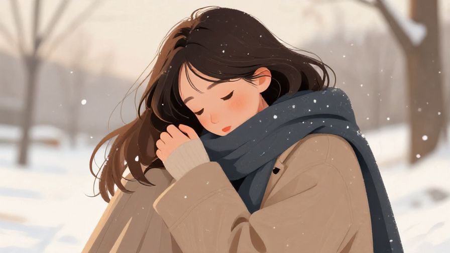 Illustration%20of%20a%20young%20woman%20snuggling%20in%20a%20coat%20on%20a%20cold%20day%2C%20soft%20colors%20and%20warm%20lighting