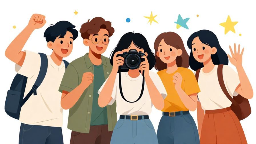 Illustration%20of%20a%20youthful%20group%20excitedly%20grabbing%20a%20camera%20ready%20to%20snap%20a%20fun%20picture%2C%20bright%20and%20dynamic%20illustrated%20style