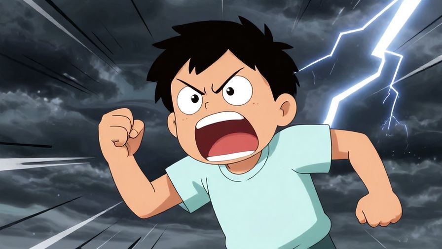 Illustration%20of%20an angry character shouting with clenched fists%2C motion lines showing intensity%2C dark stormy sky with lightning%2C cartoon style
