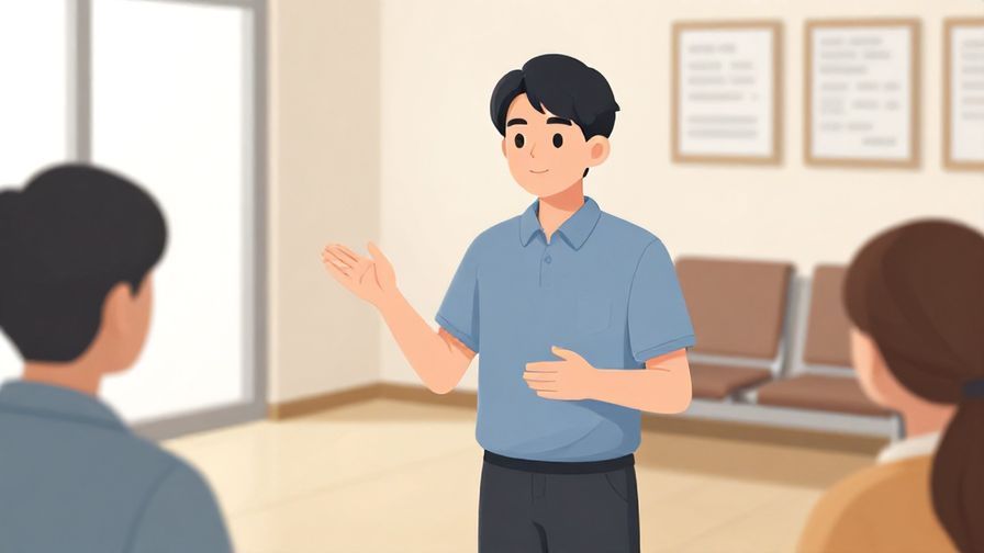 Illustration%20of%20an announcement%20scene%20with%20a%20person%20gesturing%20calmly%20in%20a%20waiting%20room%2C%20soft%20colors%2C%20illustrated%20style