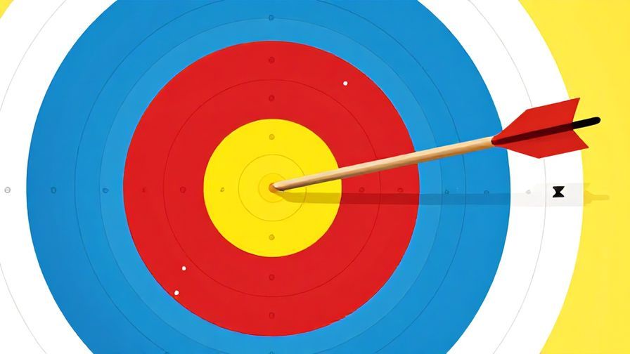Illustration%20of%20an arrow hitting a bullseye on a target, bright colors, energetic vibe