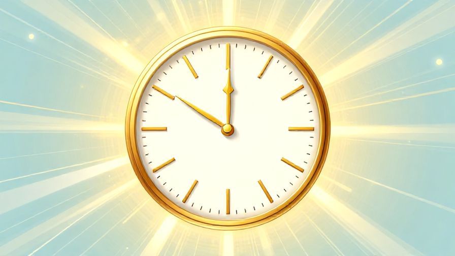 Illustration%20of%20an elegant clock with gold accents surrounded by flowing light rays, symbolizing the value of time and opportunity, bright colors, illustrated style