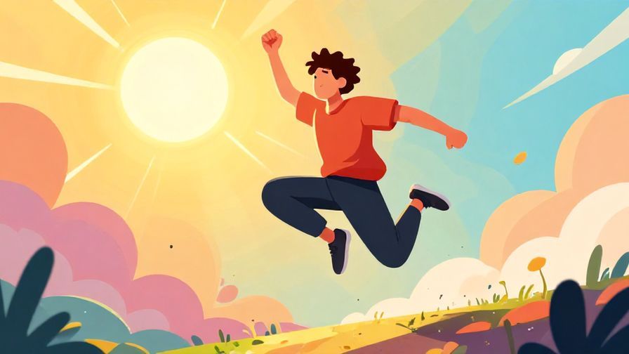 Illustration%20of%20an energetic%20person%20jumping%20mid-air%20with%20sunlight%20and%20colorful%20background%2C%20vibrant%20colors%2C%20illustrated%20style