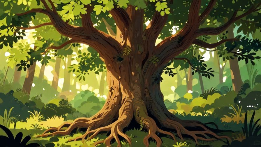Illustration%20of%20an%20ancient%20tree%20with%20deep%20roots%20standing%20firm%20in%20a%20forest%20with%20sunlight%20filtering%20through%20leaves%2C%20vibrant%20colors%2C%20illustrated%20style