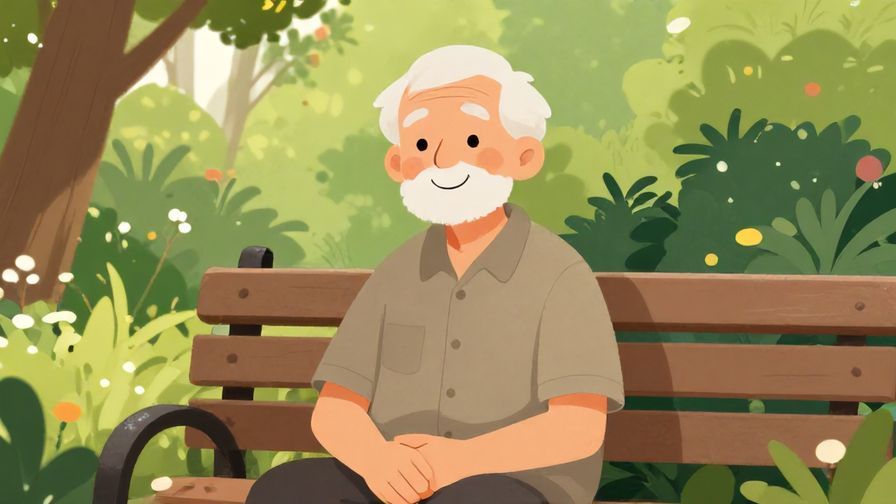 Illustration%20of%20an%20elderly%20person%20smiling%20wisely%20while%20sitting%20on%20a%20bench%20in%20a%20garden%2C%20soft%20natural%20light%2C%20vibrant%20colors%2C%20illustrated%20style