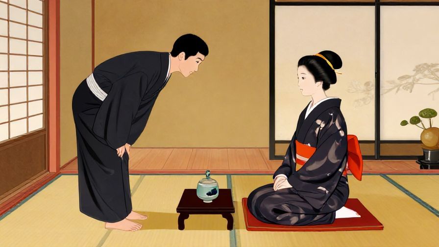 Illustration%20of%20an%20elegant%20traditional%20Japanese%20room%20with%20a%20host%20bowing%20gently%20to%20a%20guest%20seated%20comfortably.%20Vibrant%20colors%2C%20illustrated%20style