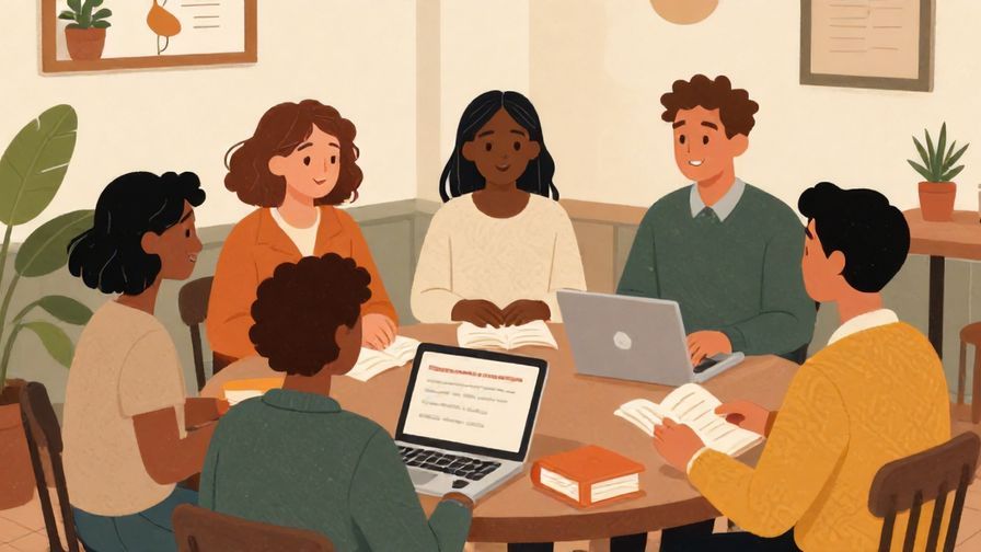 Illustration%20of%20diverse%20people%20engaging%20in%20language%20exchange%20sessions%2C%20with%20books%20and%20laptop%20around%20a%20cozy%20cafe%20setting%2C%20warm%20colors%2C%20illustrated%20style