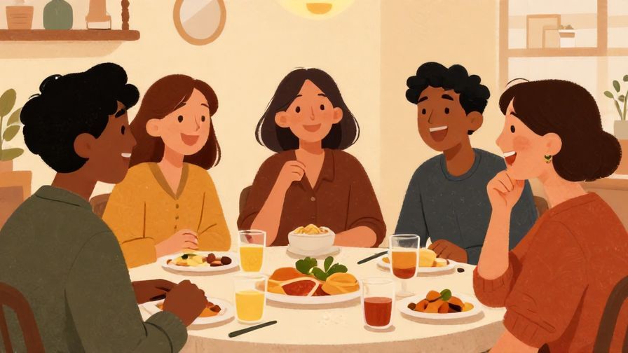 Illustration%20of%20friends%20gathered%20around%20a%20table%20laughing%20and%20sharing%20stories%2C%20warm%20lighting%2C%20illustrated%20style