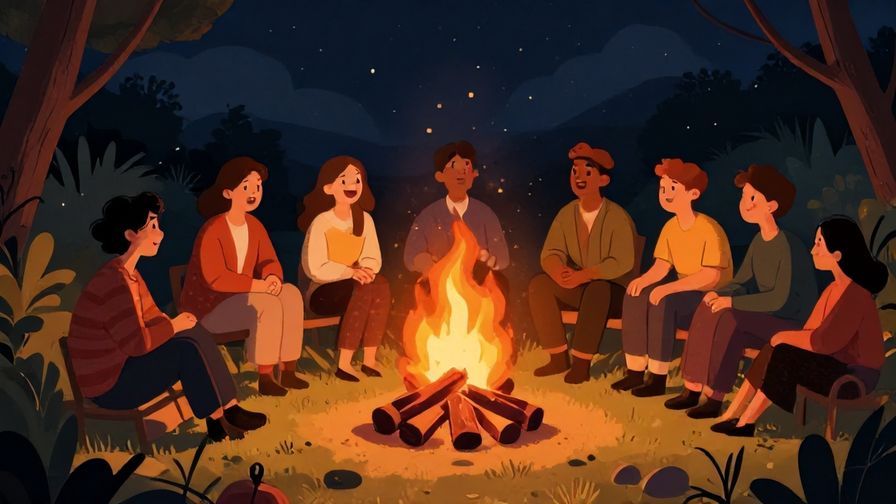 Illustration%20of%20people%20gathered%20around%20a%20bonfire%20at%20night%2C%20laughing%20and%20sharing%20stories%2C%20warm%20lighting%2C%20illustrated%20style