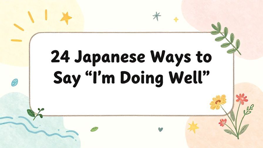 Illustration%20of%20playful%2C%20precise%2C%20sharp%20text%20%E2%80%9C24%20Japanese%20Ways%20to%20Say%20%E2%80%9CI%E2%80%99m%20Doing%20Well%E2%80%9D%E2%80%9D%2C%20centered%20inside%20a%20thin%20rounded%20rectangle.%20Soft%2C%20hand-drawn%20elements%20including%20Florals%2C%20Gentle%20waves%2C%20Floating%20leaves%2C%20Stars%2C%20Light%20rays%20are%20placed%20outside%20the%20rectangle%2C%20loosely%20arranged%20and%20asymmetrical.%20Set%20on%20a%20soft%20pastel%20multicolor%20background%20with%20visible%20white%2Fivory%20space%2C%20light%20and%20airy.