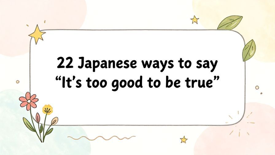 Illustration%20of%20playful%2C%20precise%2C%20sharp%20text%20%E2%80%9C22%20Japanese%20ways%20to%20say%20%E2%80%9CIt%E2%80%99s%20too%20good%20to%20be%20true%E2%80%9D%E2%80%9D%2C%20centered%20inside%20a%20thin%20rounded%20rectangle.%20Soft%2C%20hand-drawn%20elements%20including%20Florals%2C%20Gentle%20waves%2C%20Stars%2C%20Light%20rays%2C%20Floating%20leaves%20are%20placed%20outside%20the%20rectangle%2C%20loosely%20arranged%20and%20asymmetrical.%20Set%20on%20a%20soft%20pastel%20multicolor%20background%20with%20visible%20white%2Fivory%20space%2C%20light%20and%20airy.