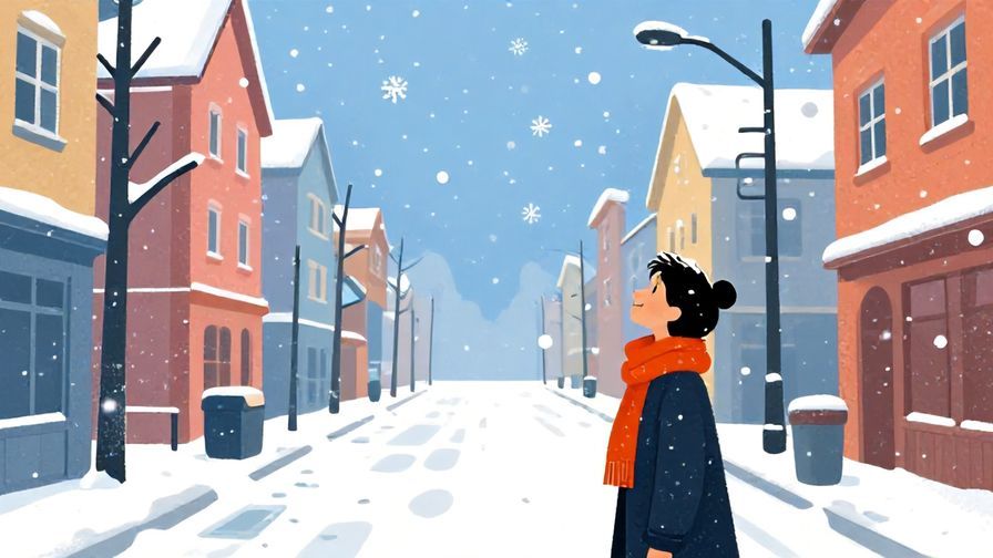 Illustration%20of%20snowflakes%20falling%20gently%20over%20a%20quiet%20street%2C%20a%20person%20looking%20up%20smiling%2C%20stylized%20winter%20scene%2C%20vibrant%20colors