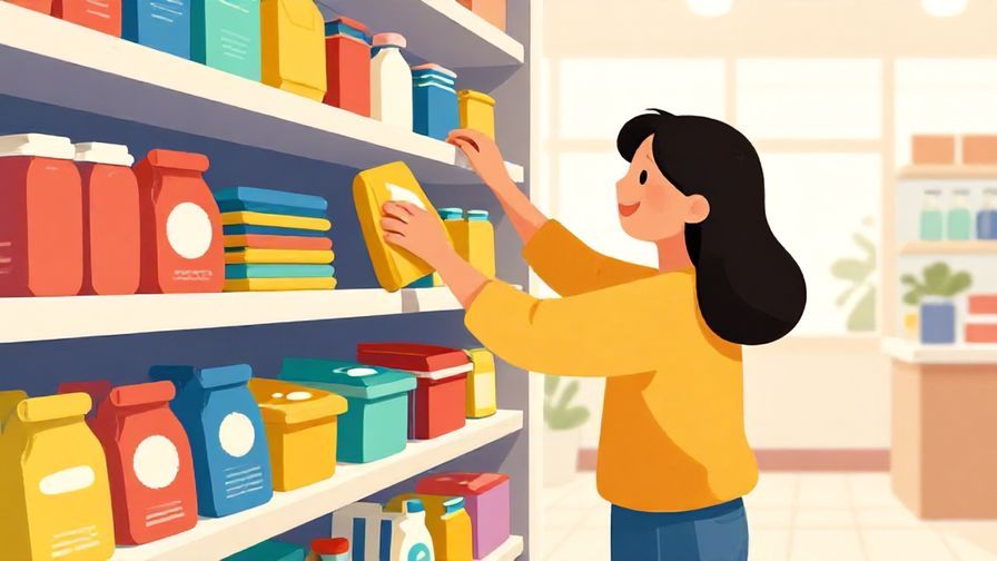 Illustration%20of%20someone happily picking items from a colorful shelf%2C casual shopping scene%2C bright cheerful colors%2C illustrated style