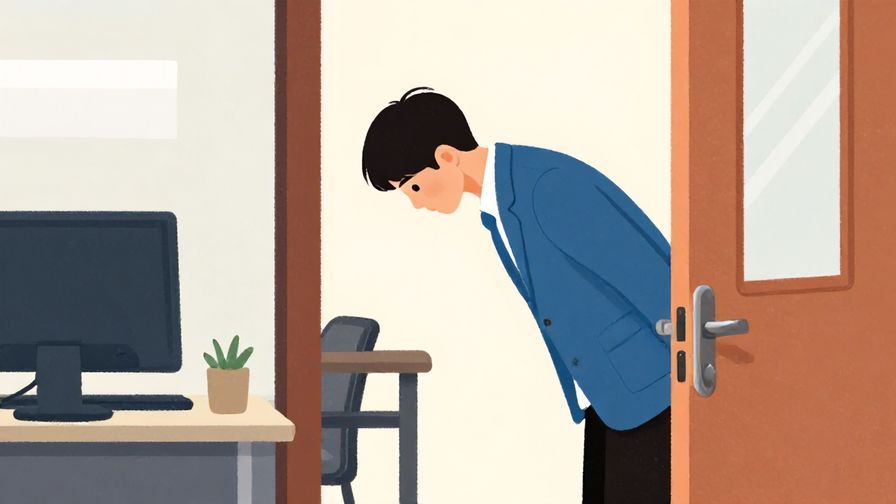 Illustration%20of%20someone%20entering%20an%20office%20quietly%20and%20bowing%20slightly%20to%20show%20respect%2C%20detailed%20background%2C%20vibrant%20colors%2C%20illustrated%20style