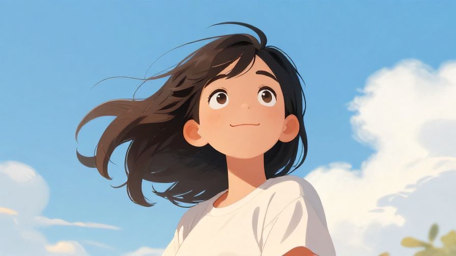 Illustration%20of%20someone%20looking confidently%20towards%20the%20sky%20with%20a%20smile%20and%20a%20soft%20breeze%20moving%20their%20hair%2C%20illustrated%20style%2C%20bright%20daylight