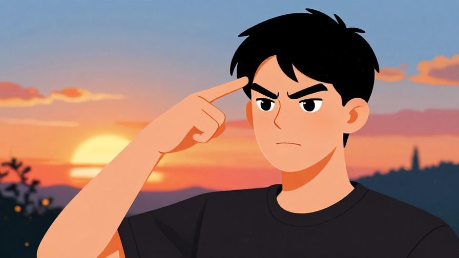 Illustration%20of%20someone%20pointing%20to%20their%20head%20with%20a%20determined%20expression%2C%20sunset%20outdoor%20background%2C%20vibrant%20colors%2C%20illustrated%20style