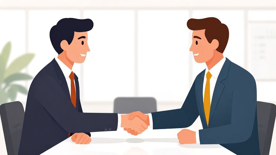 Illustration%20of%20two businesspeople shaking hands politely with a confident smile in a conference room
