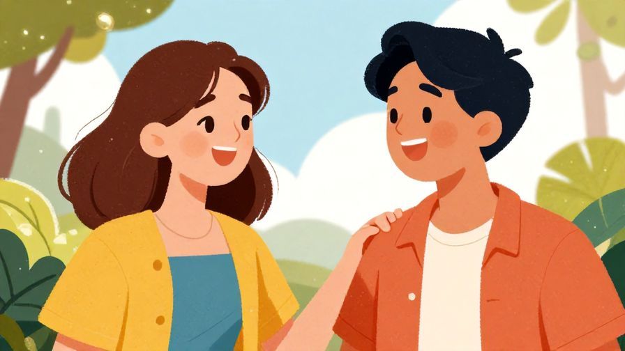 Illustration%20of%20two casual friends laughing and reassuring each other%2C%20bright%20outdoor%20setting%2C%20vibrant%20colors%2C%20illustrated%20style