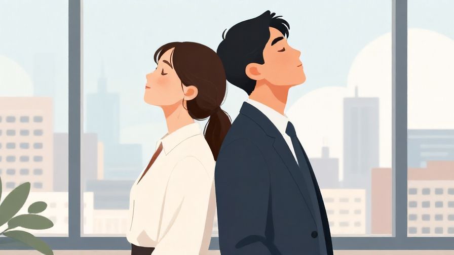 Illustration%20of%20two coworkers%20leaning%20against%20a%20window%20and%20taking%20deep%20breaths%20together%2C%20with%20cityscape%20background%2C%20illustrated%20style