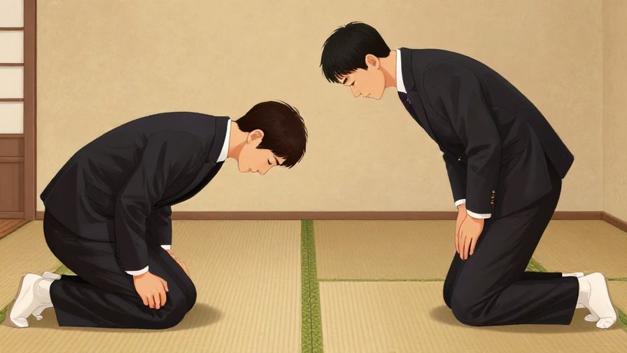 Illustration%20of%20two formally dressed people bowing respectfully in a quiet, elegant room with tatami mats