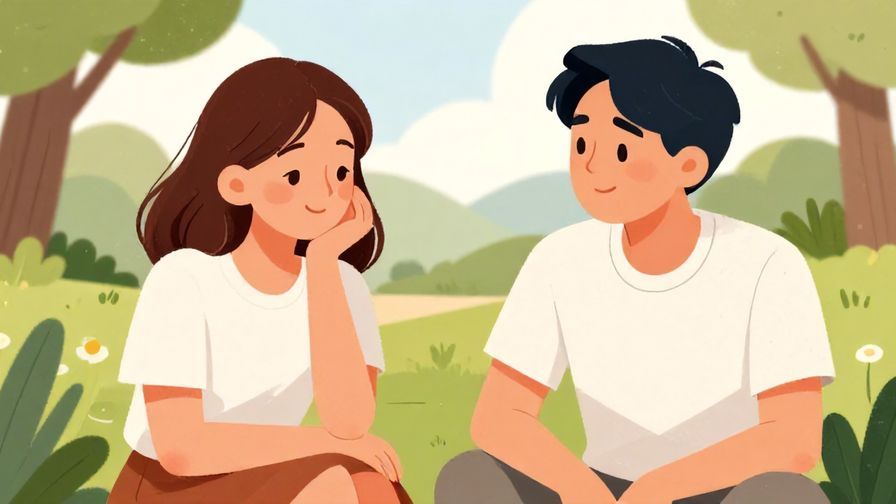 Illustration%20of%20two friends chatting casually, one nodding with a relaxed smile, park background, illustrated style