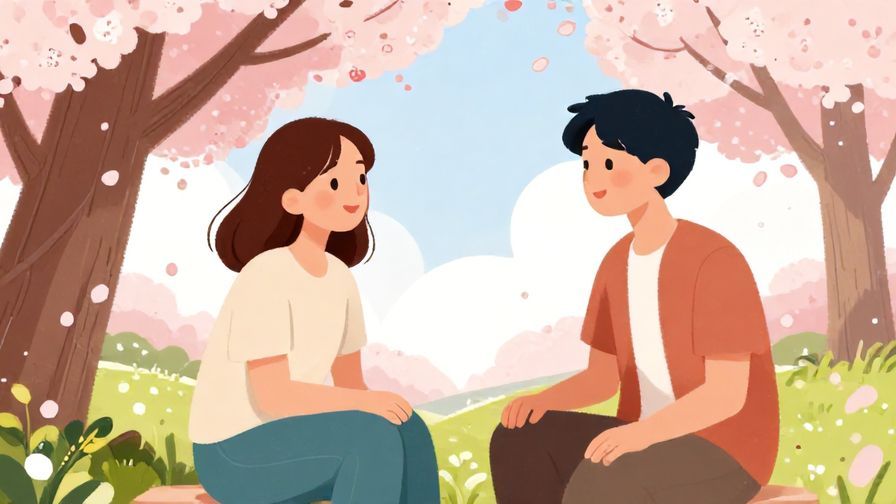 Illustration%20of%20two friends chatting casually%20under cherry blossoms%20with relaxed expressions%2C%20vibrant%20colors%2C%20illustrated%20style