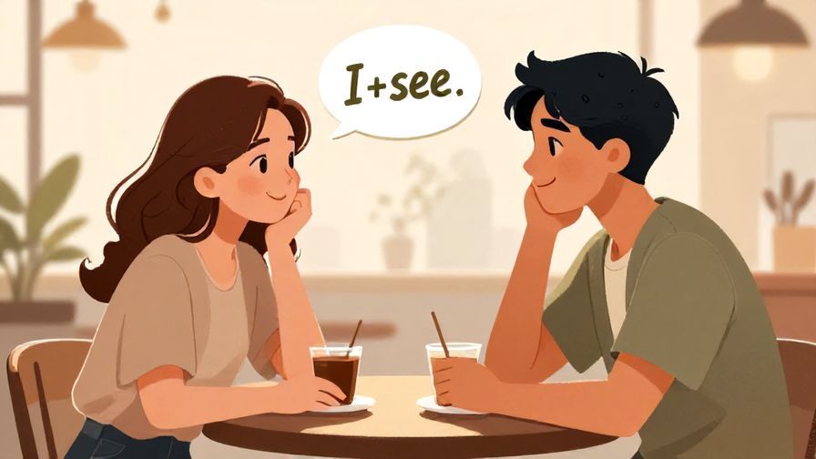 Illustration%20of%20two friends chatting casually at a café, one smiling and nodding as if saying “I see,” with warm lighting and relaxed vibe