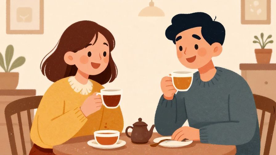 Illustration%20of%20two friends chatting happily over tea, with a cozy room and warm tones
