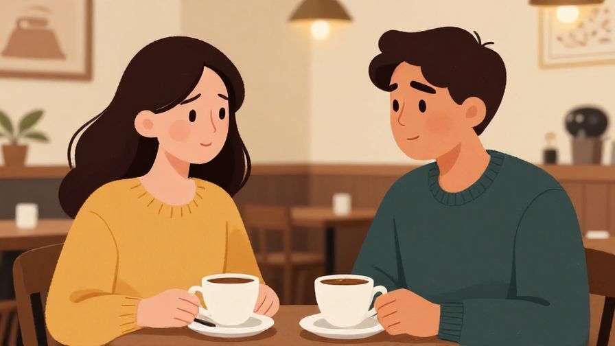 Illustration%20of%20two friends chatting over coffee, one looking skeptical, cozy cafe background