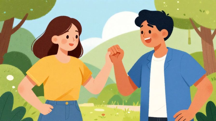 Illustration%20of%20two friends joking and nudging each other to move on from an argument, casual outdoor scene, vibrant colors, illustrated style