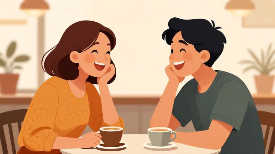 Illustration%20of%20two friends laughing and nodding during a lively conversation in a café, warm tones