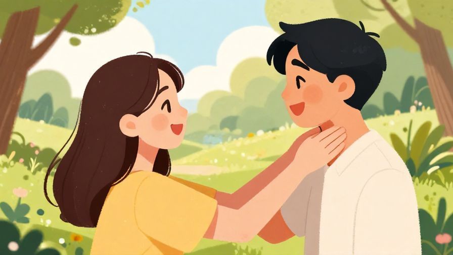 Illustration%20of%20two friends laughing together, one rubbing the back of their neck apologetically, sunny park background, illustrated style