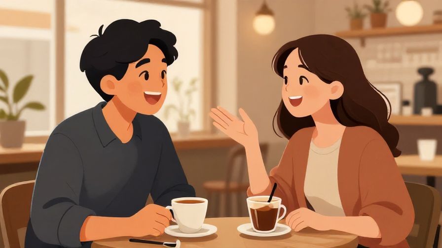 Illustration%20of%20two friends laughing together at a café, one gesturing casually with a smile, warm and relaxed atmosphere
