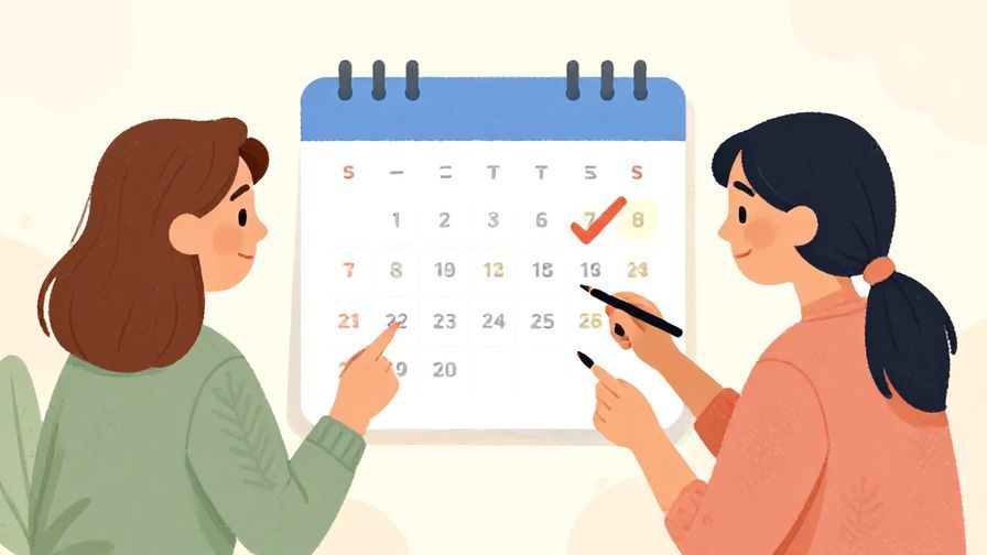 Illustration%20of%20two friends planning a meetup with a calendar marked subtly, soft pastel colors, warm and inviting atmosphere, illustrated style