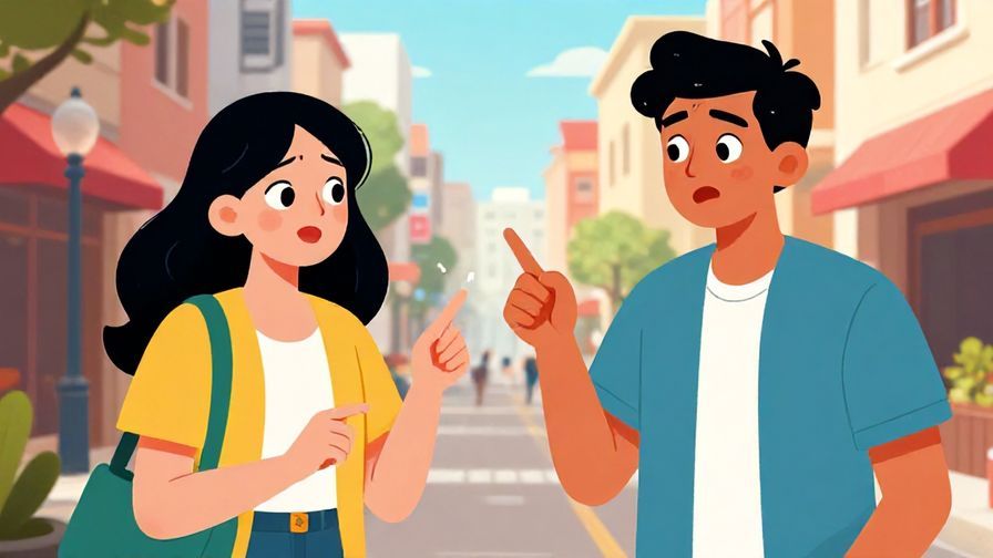 Illustration%20of%20two friends pointing at a strange object with excited and puzzled looks, vibrant street scene